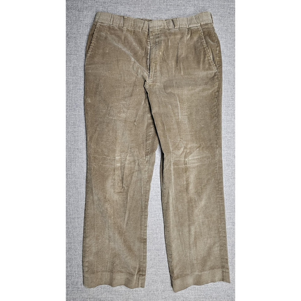 Vintage LL Bean Corduroy Pants Mens 35x28 Tan Classic Fit USA Made 90s Casual